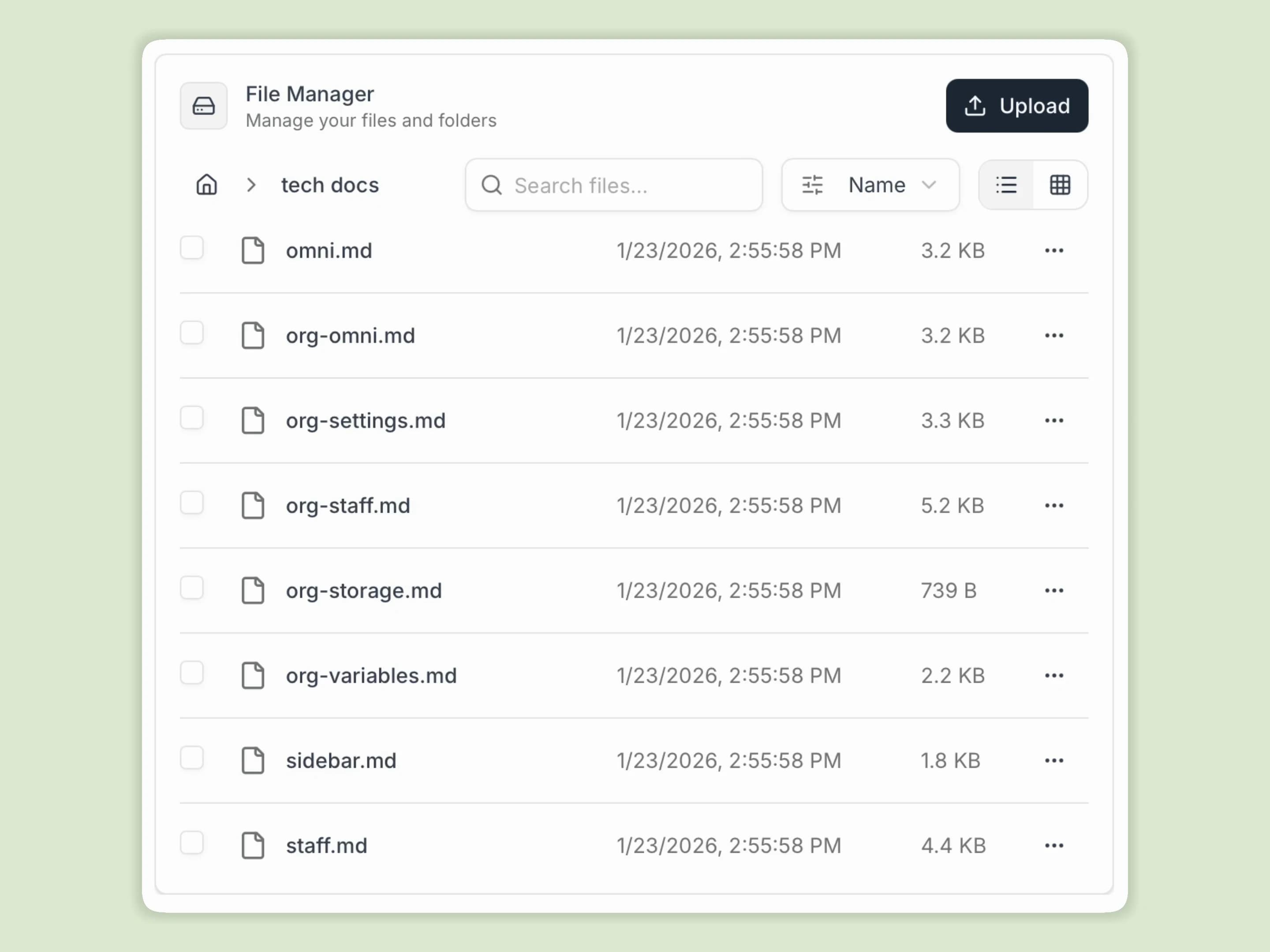 File Manager showing AI teammate knowledge files